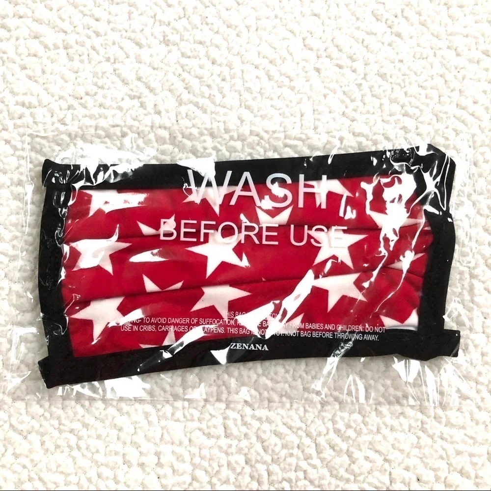 🔴 5 for $10 ONE Zenana Star Print Red Face Mask